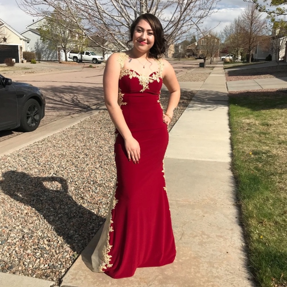 Red and Gold Prom dress
